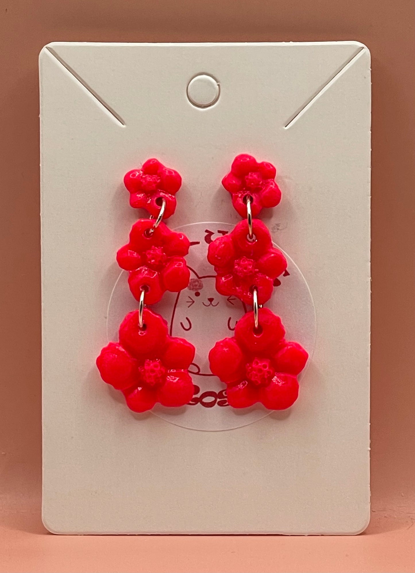 Solid Color Expanding Flower Drop Earrings