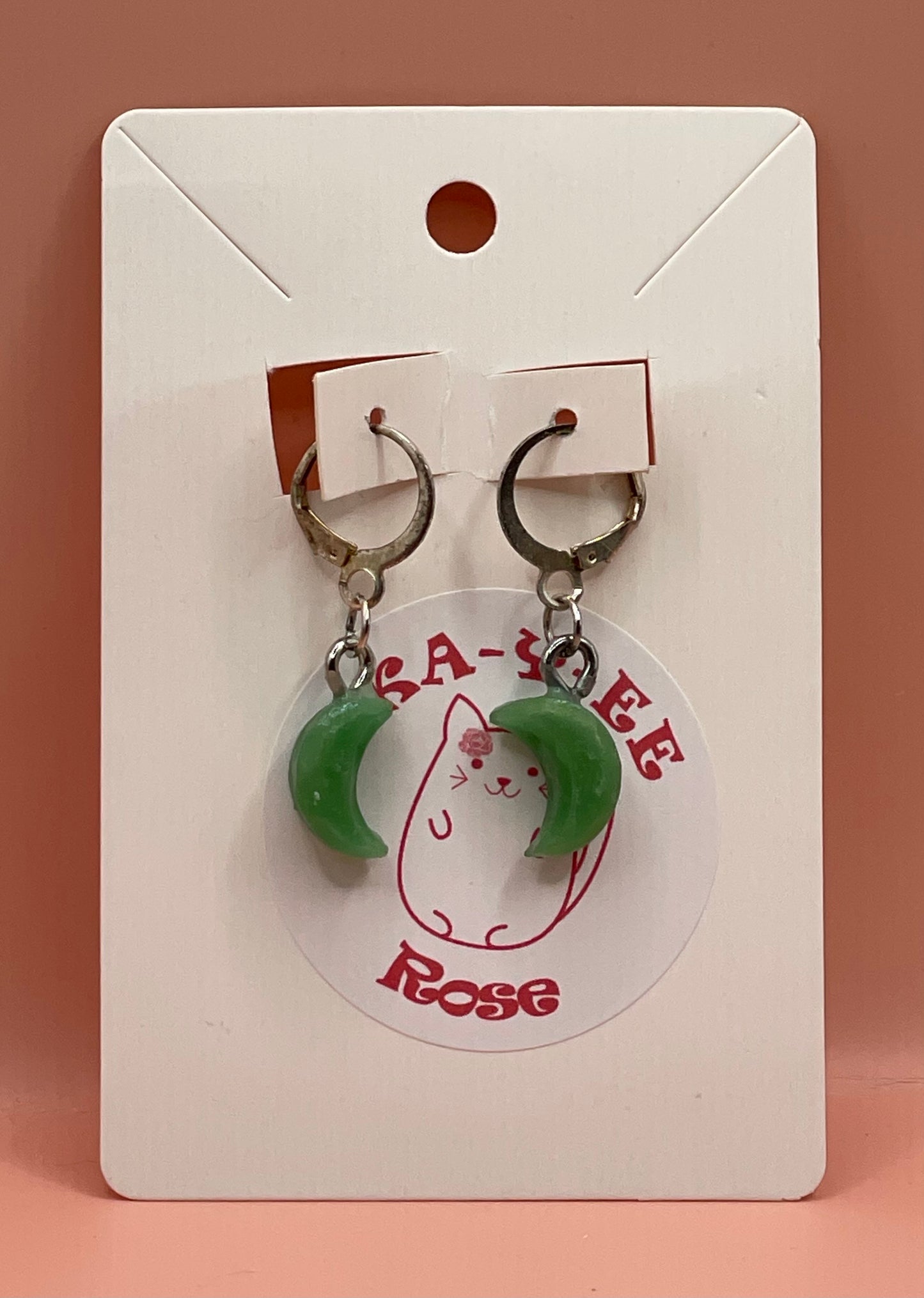 Jade Clay Moon Earrings