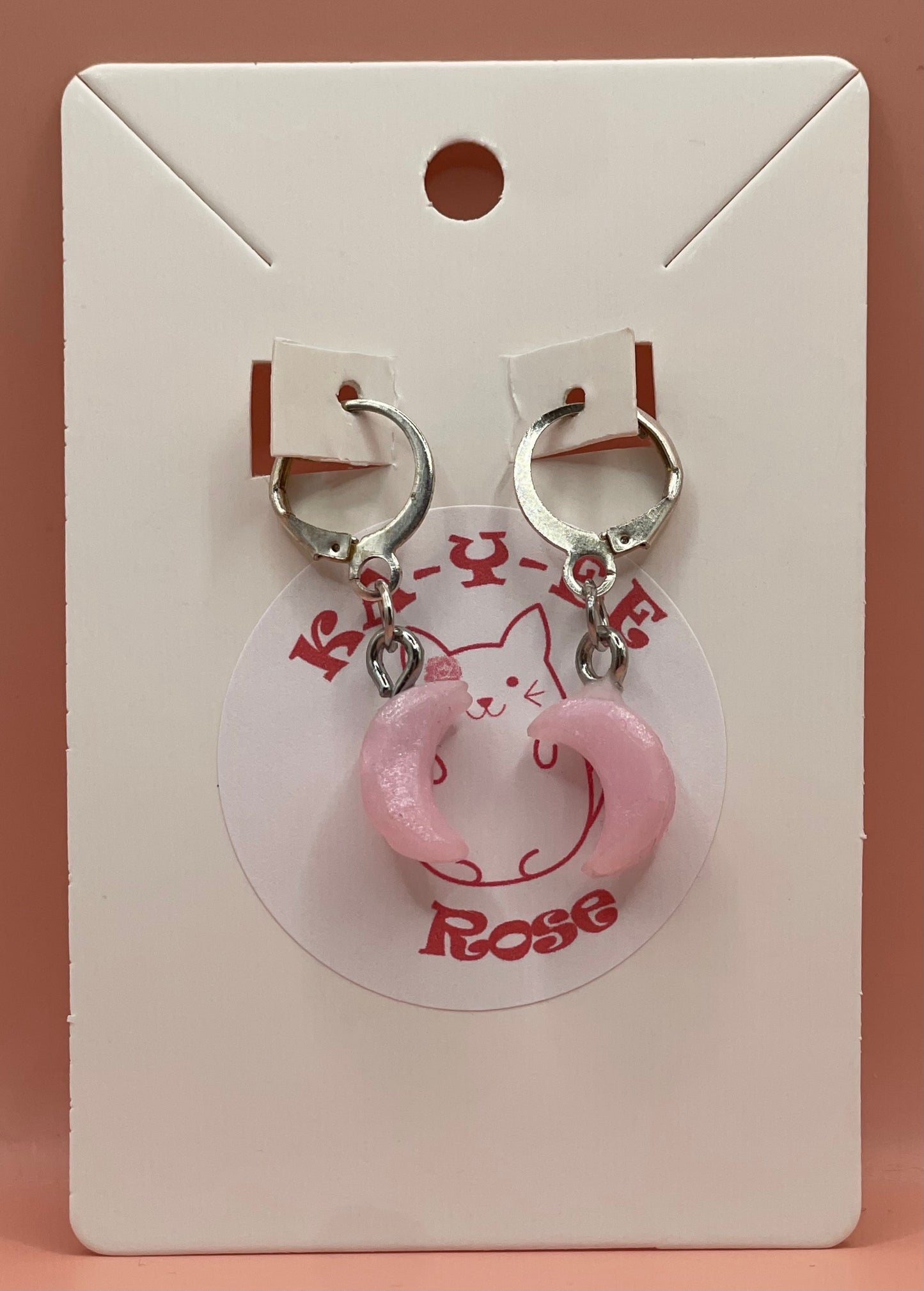 Rose Quartz Moon Earrings