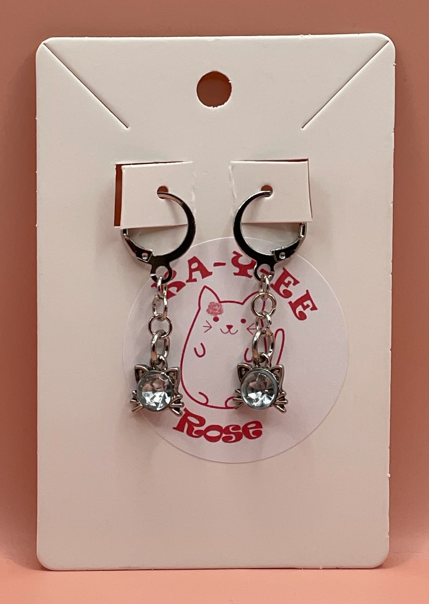 Cat Gem Drop Earrings