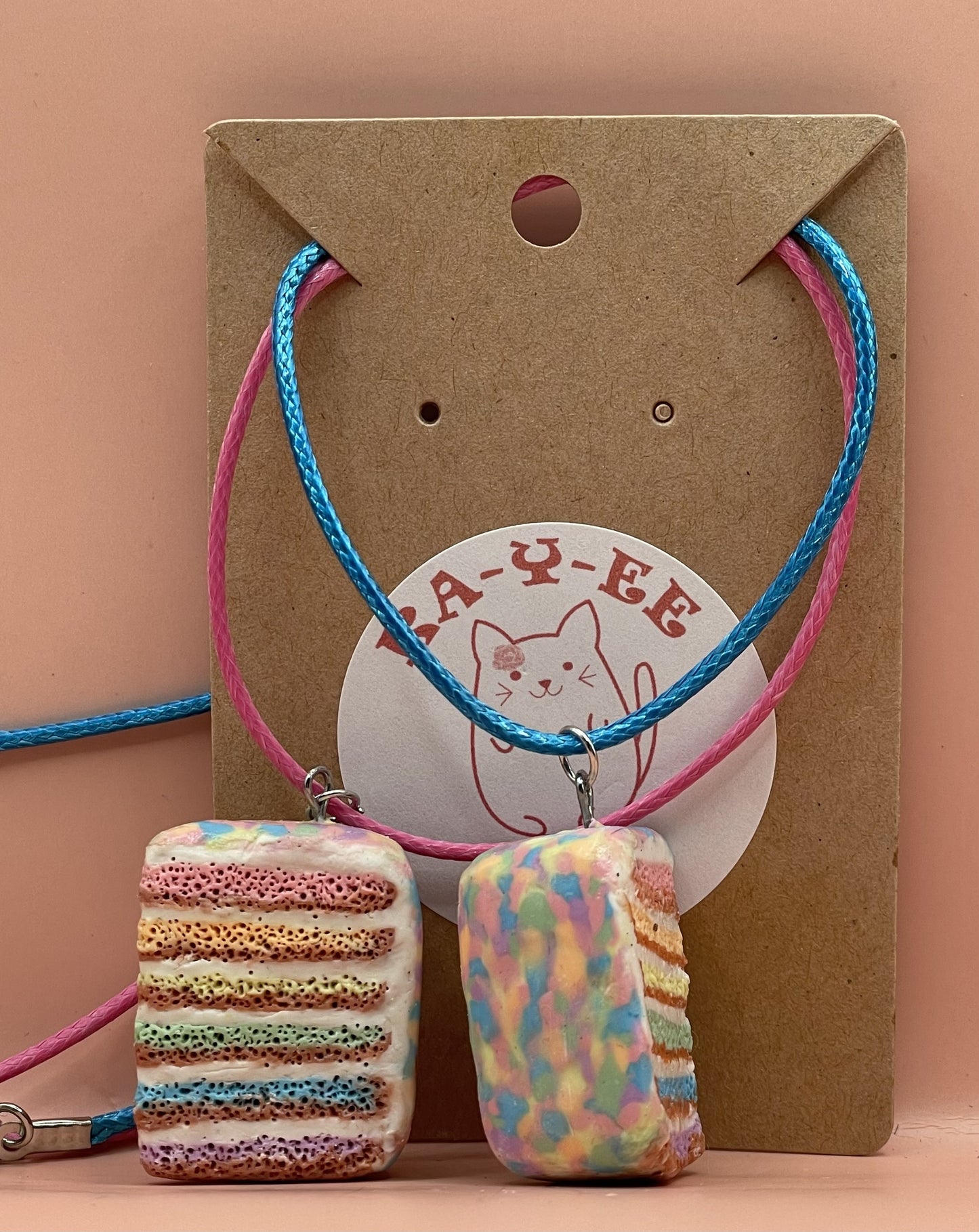 BFF Pastel Rainbow Cake Necklace Set