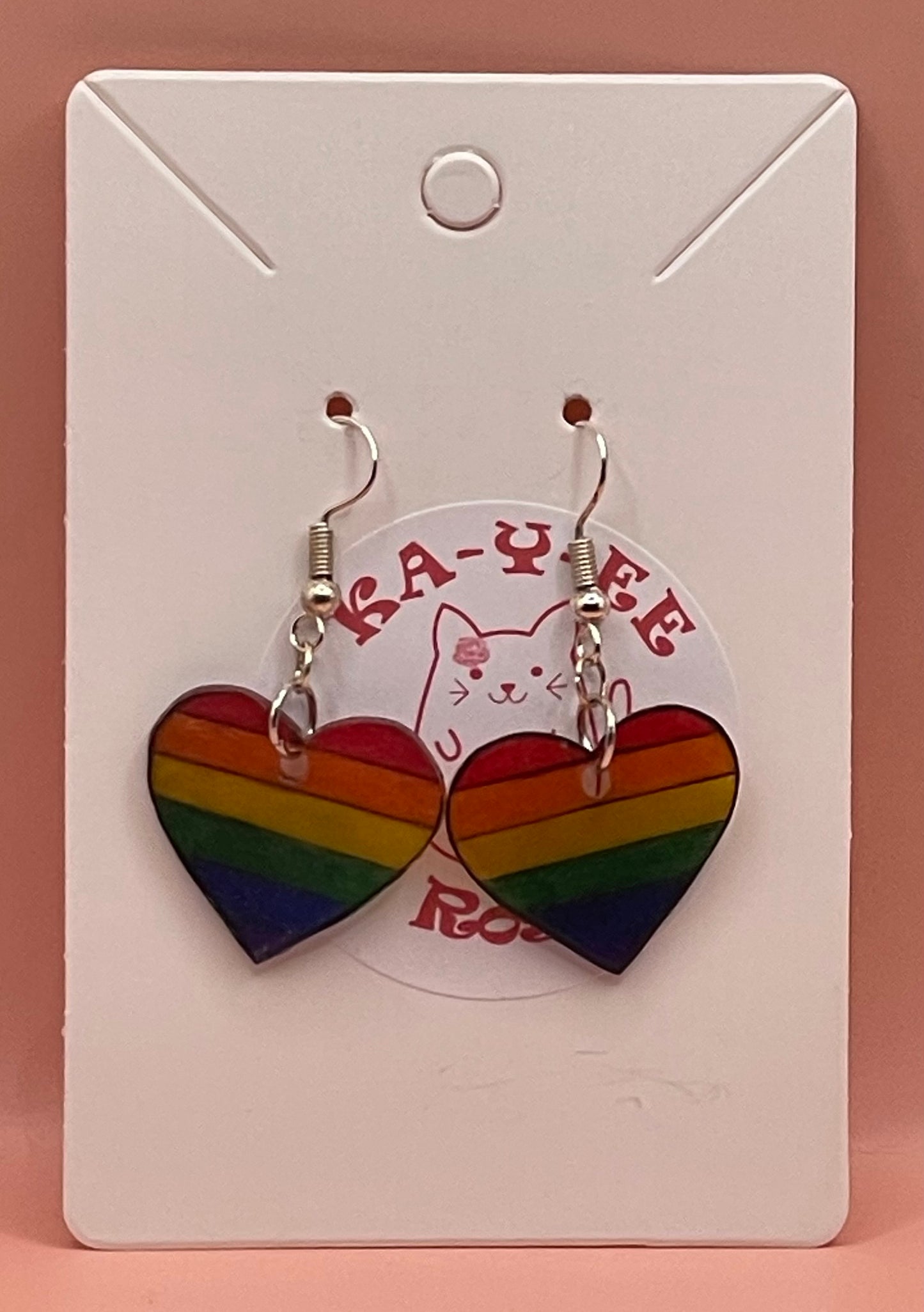 PRIDE Flag Heart Earrings