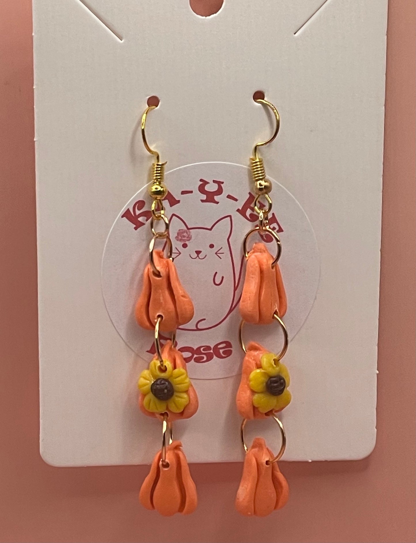 Sunflower Pumpkin Earrings