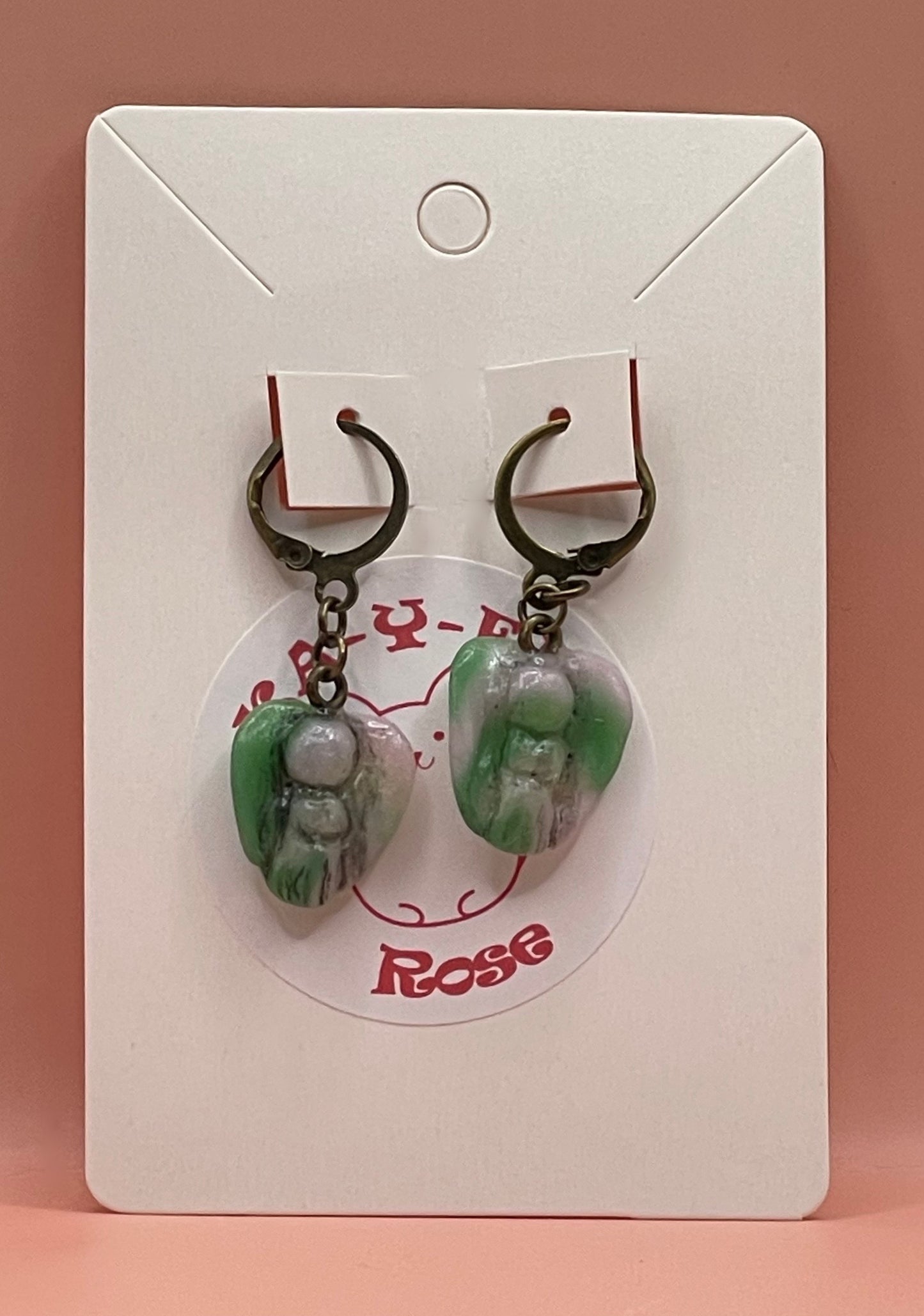 Mixed Gem Stone Angel Earrings