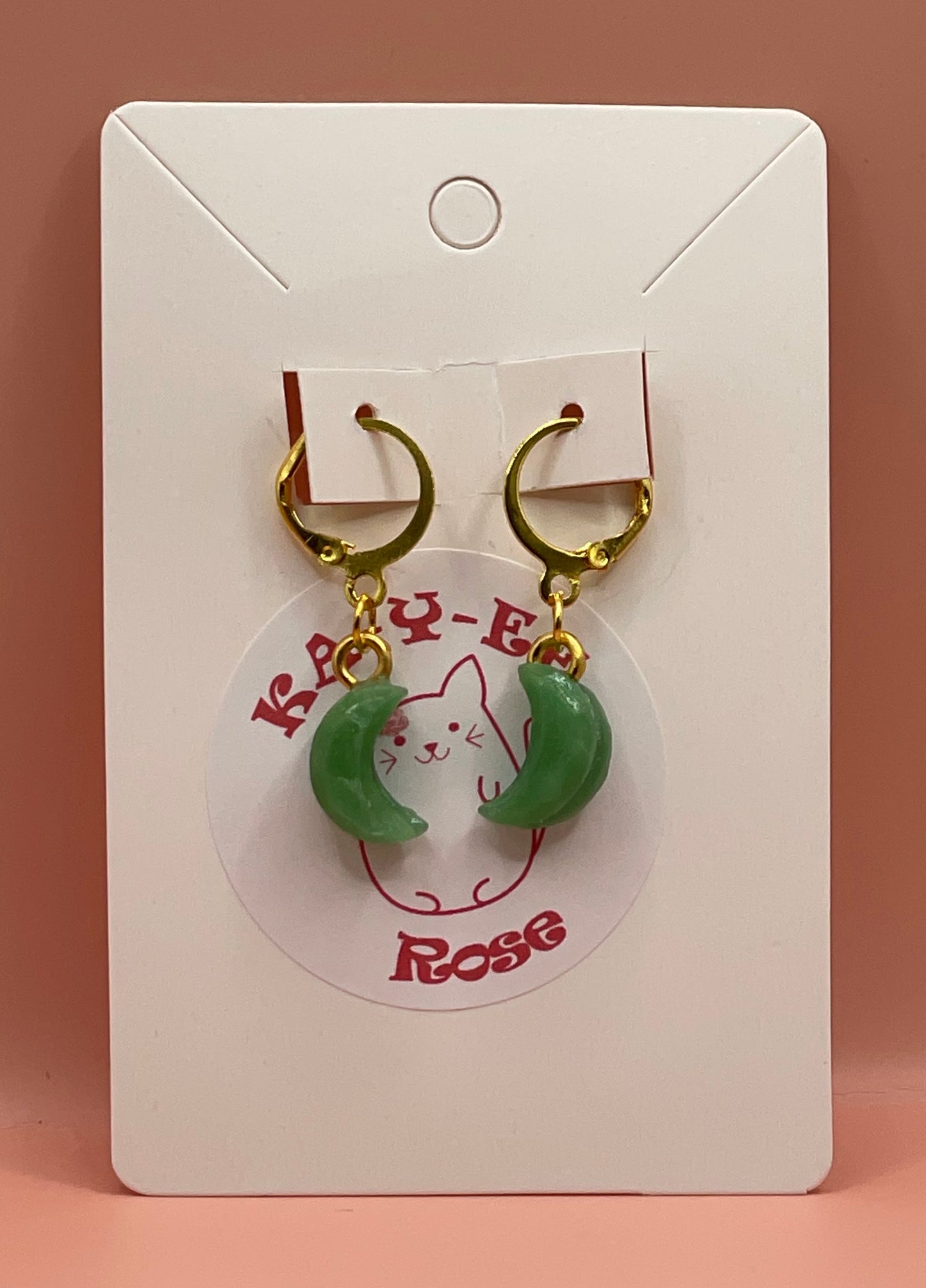 Jade Clay Moon Earrings