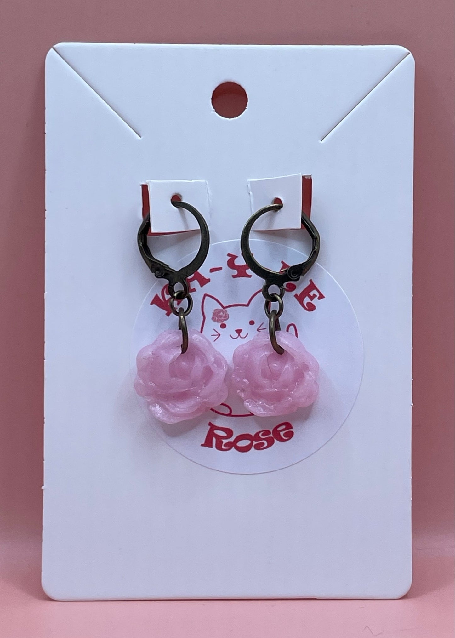 Rose Quartz Clay Rose Earrings