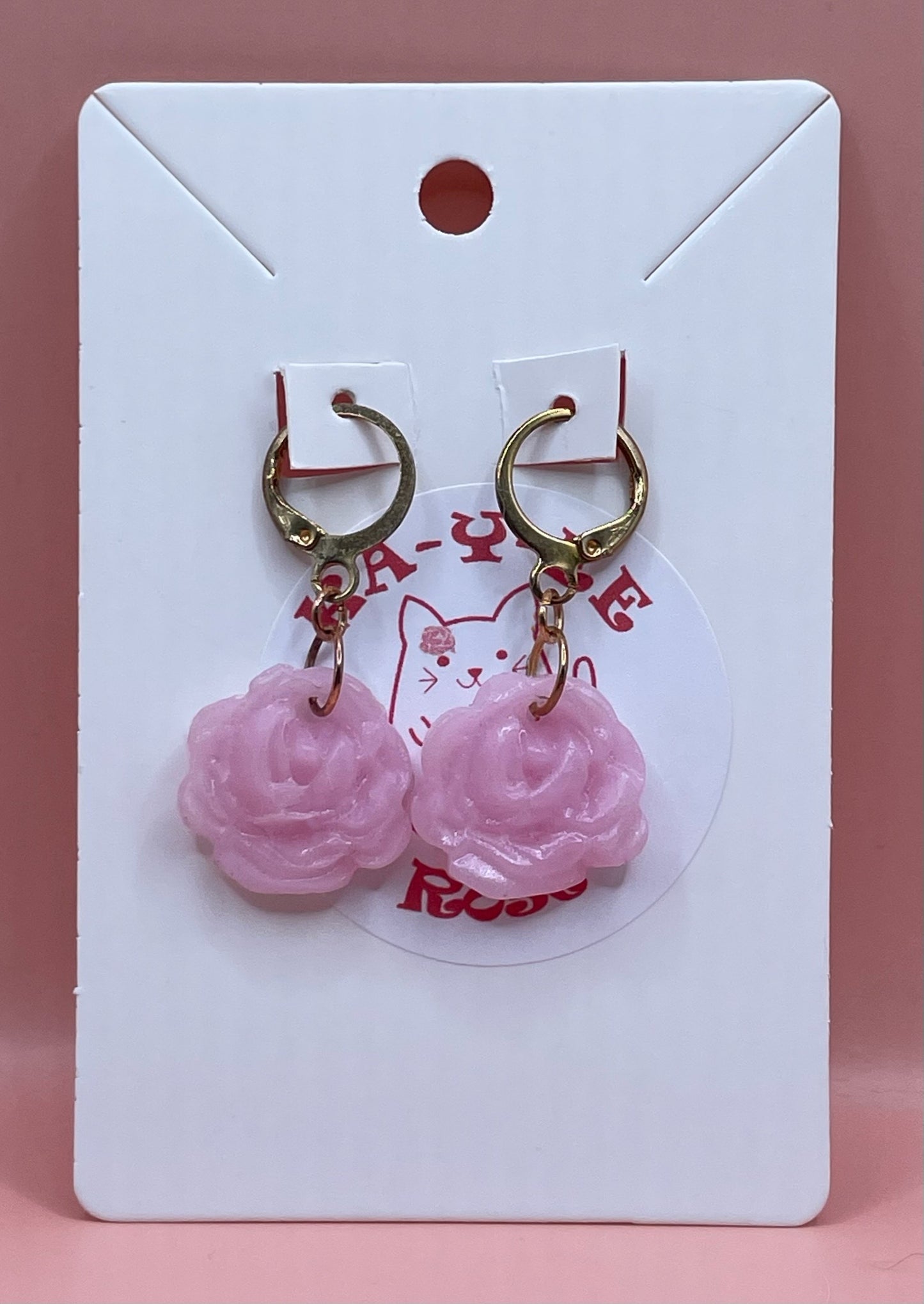 Rose Quartz Clay Rose Earrings