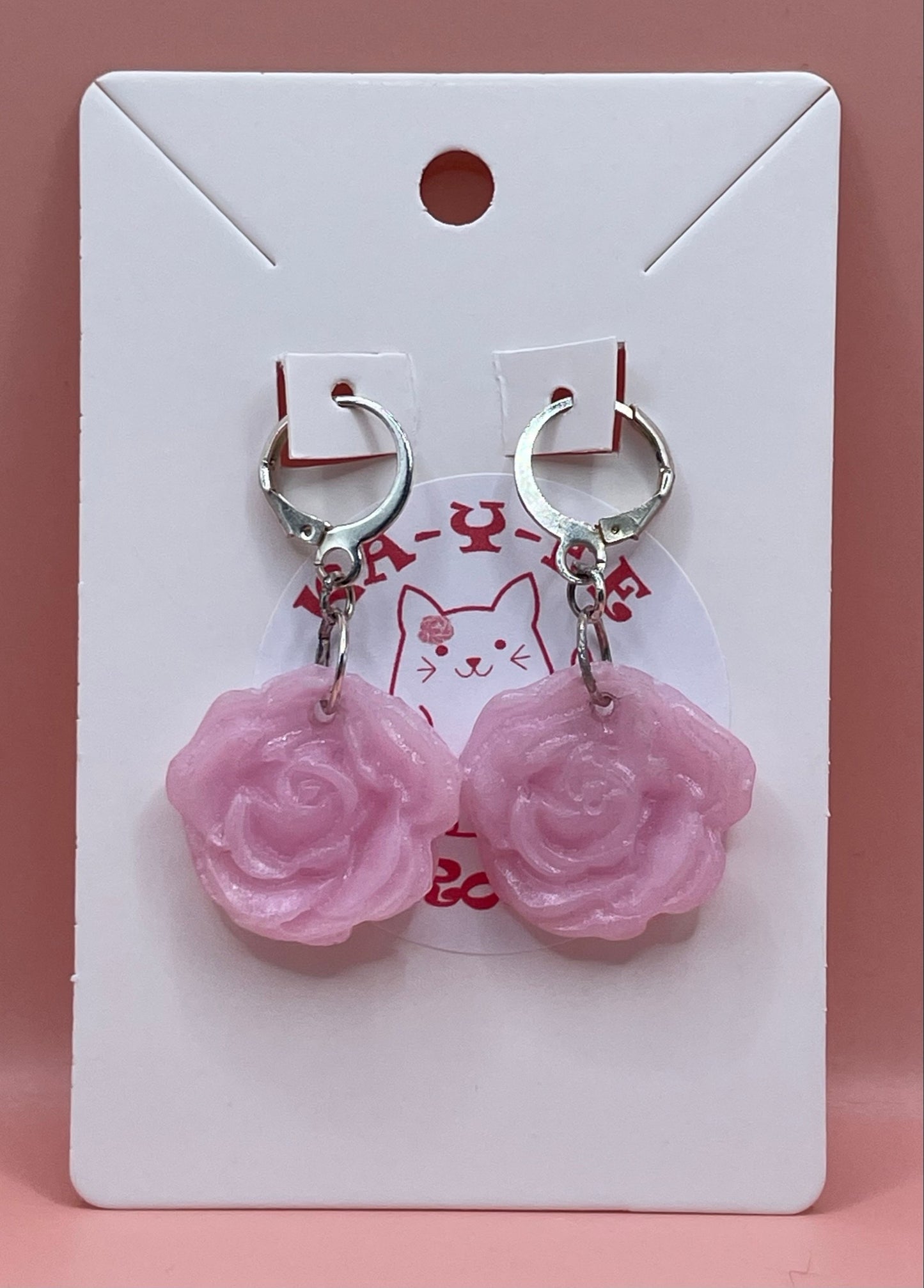 Rose Quartz Clay Rose Earrings