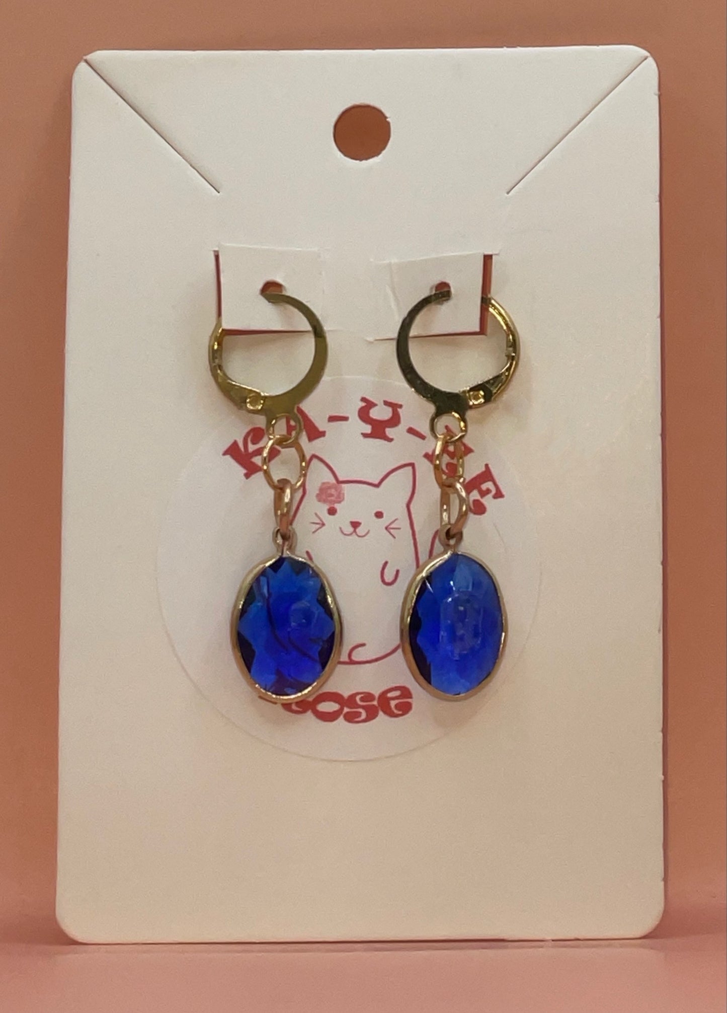 Oval Gem Drop Earrings