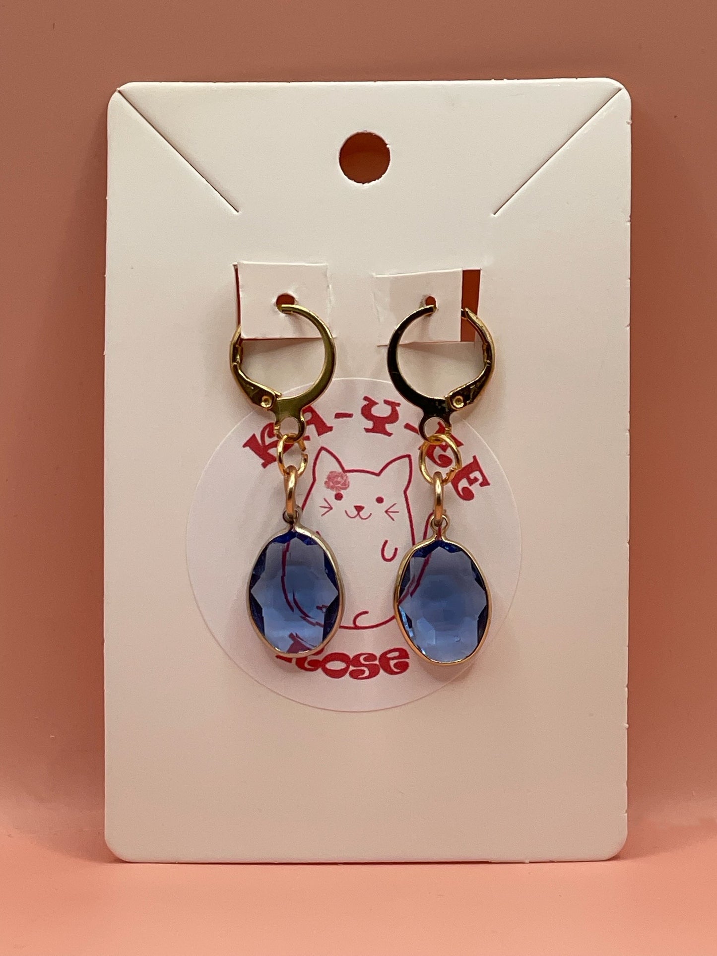 Oval Gem Drop Earrings