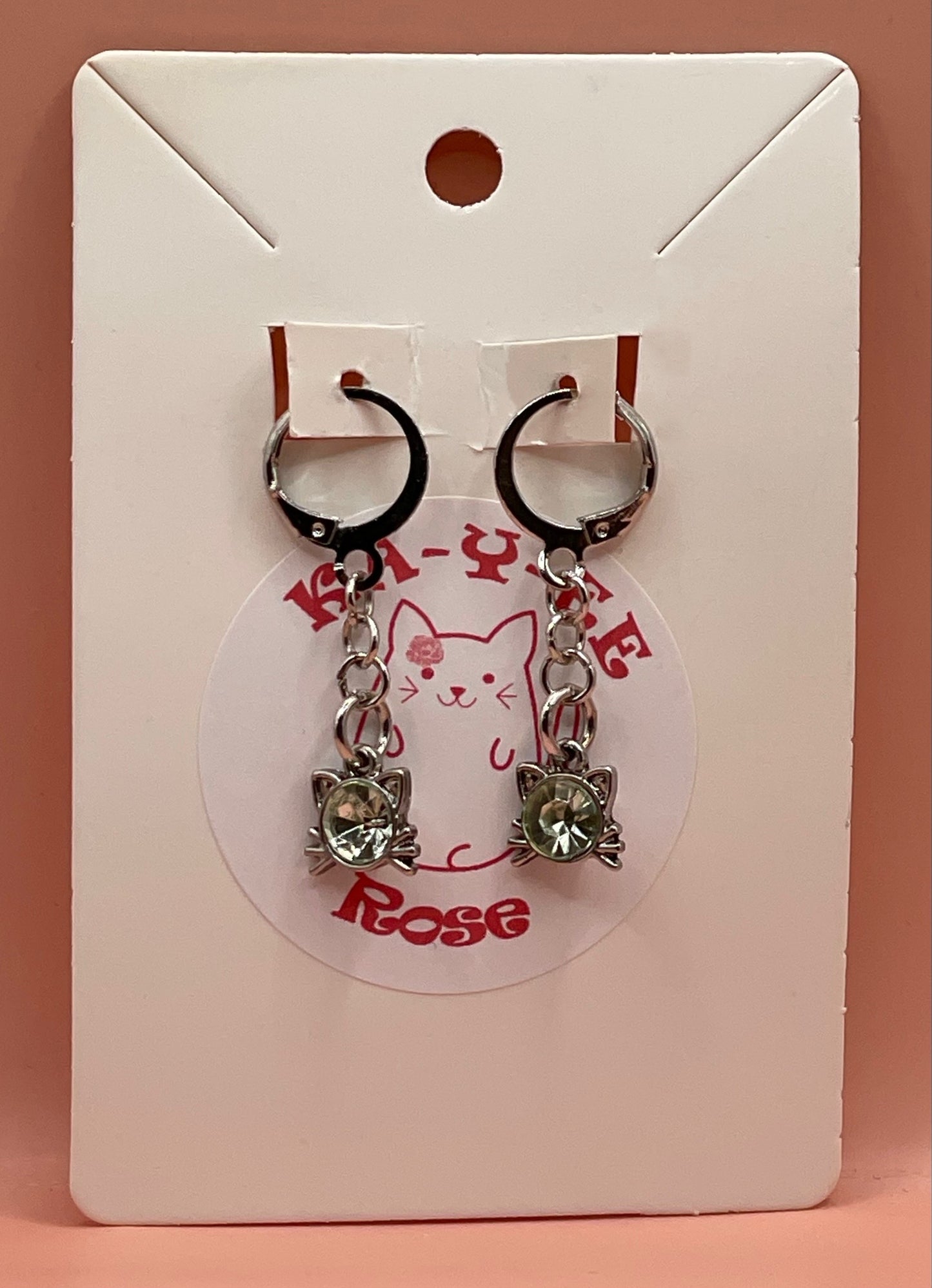 Cat Gem Drop Earrings