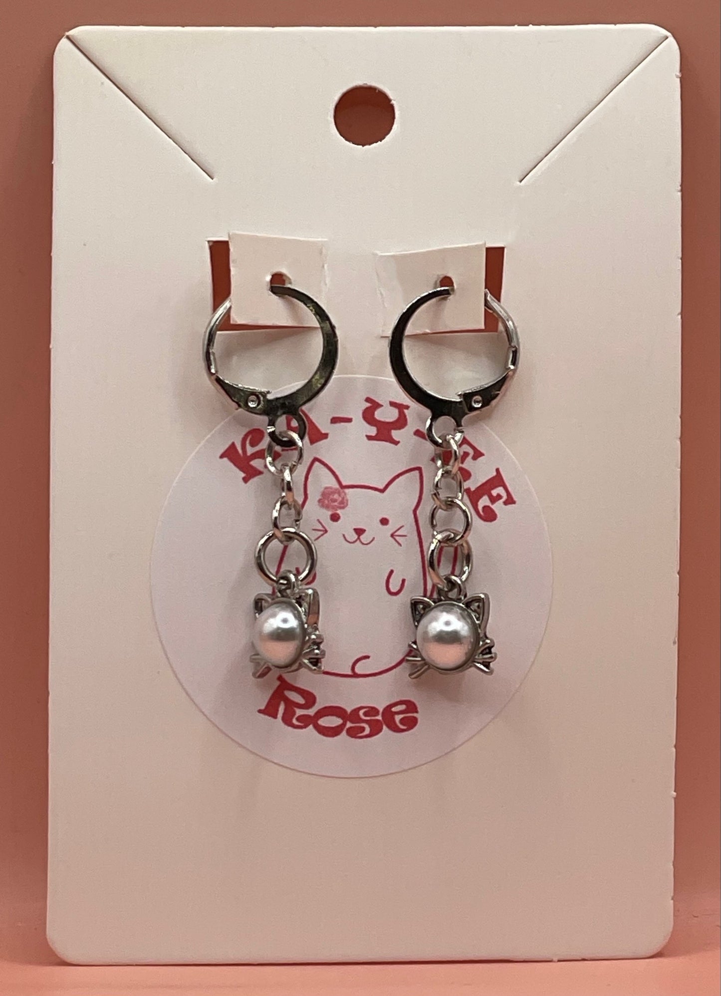 Cat Gem Drop Earrings