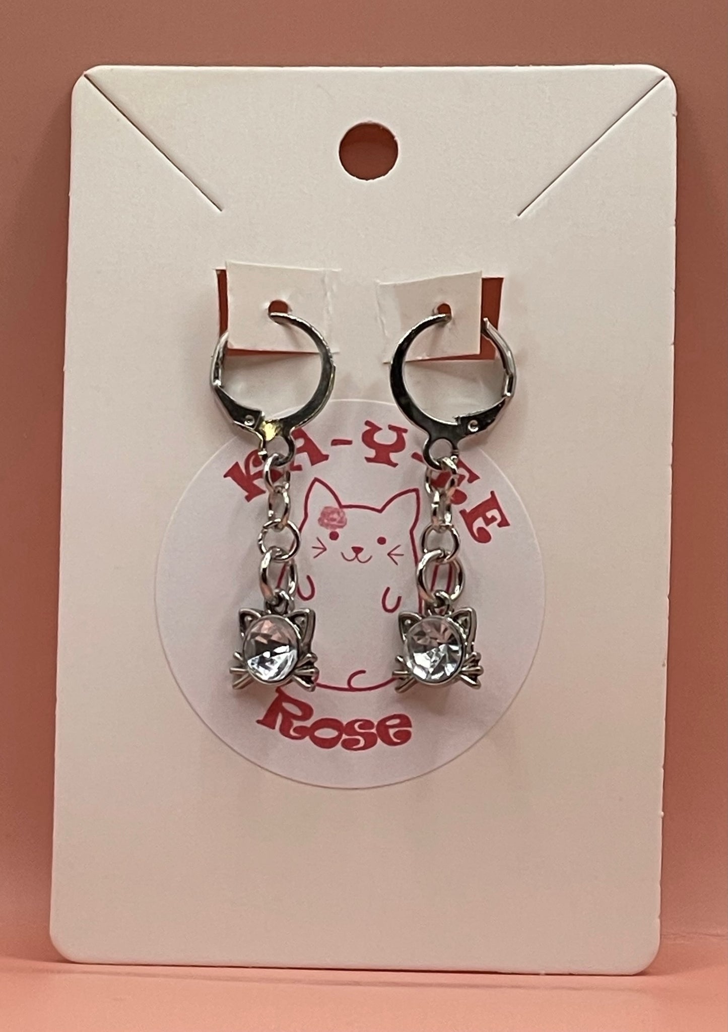 Cat Gem Drop Earrings
