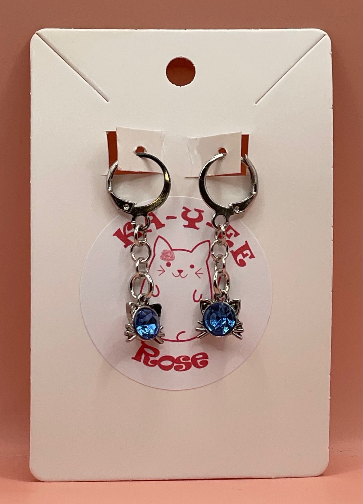 Cat Gem Drop Earrings