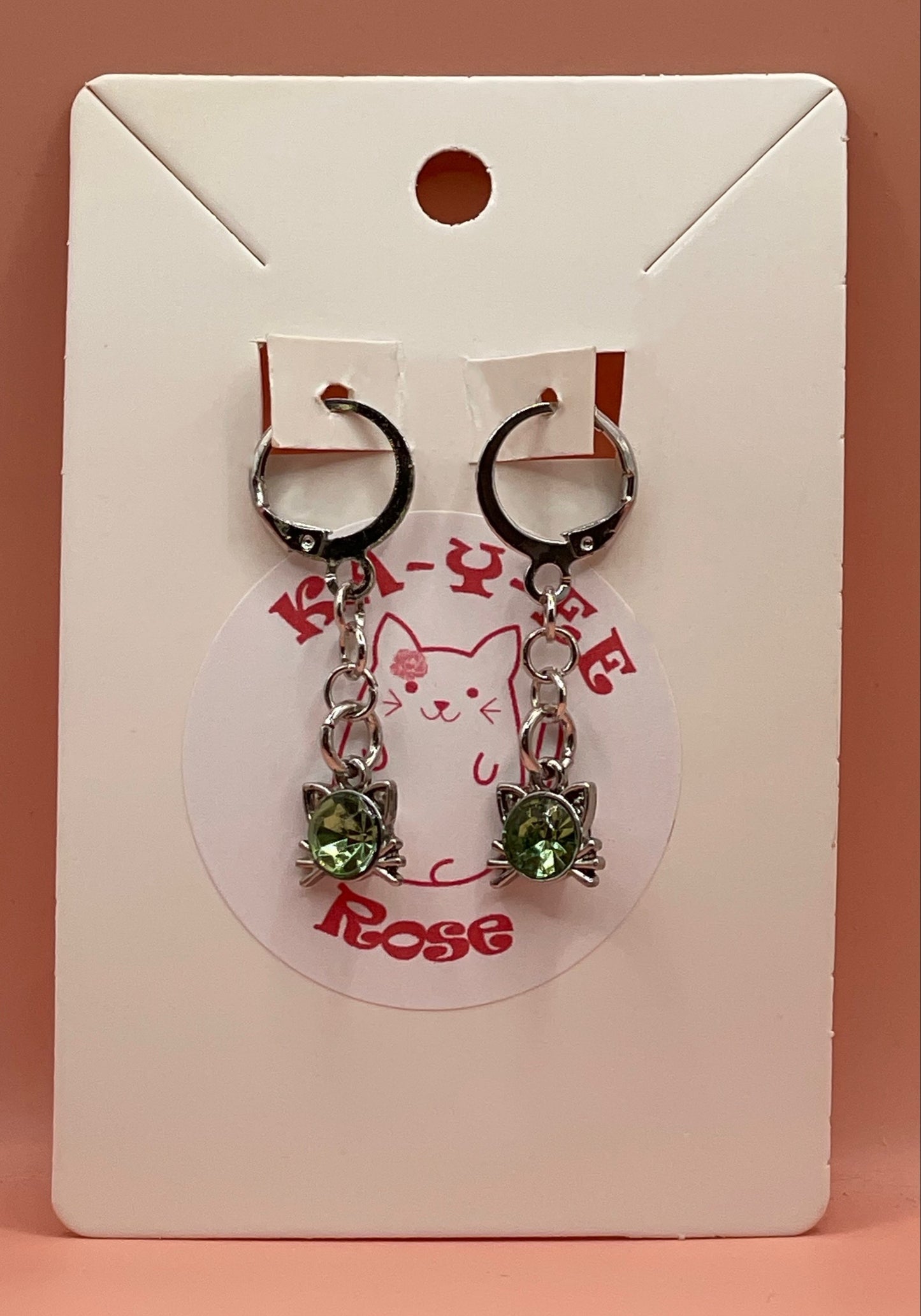 Cat Gem Drop Earrings