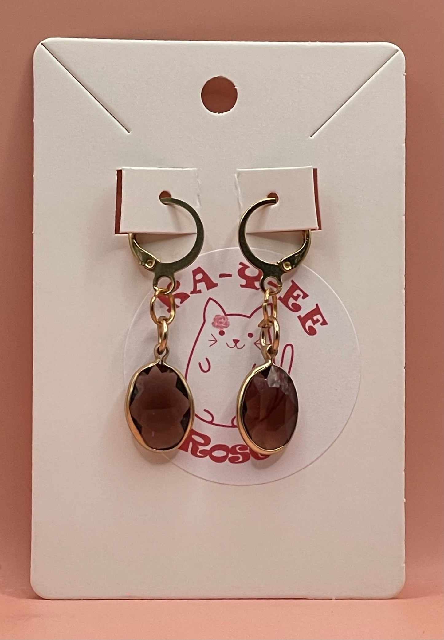 Oval Gem Drop Earrings