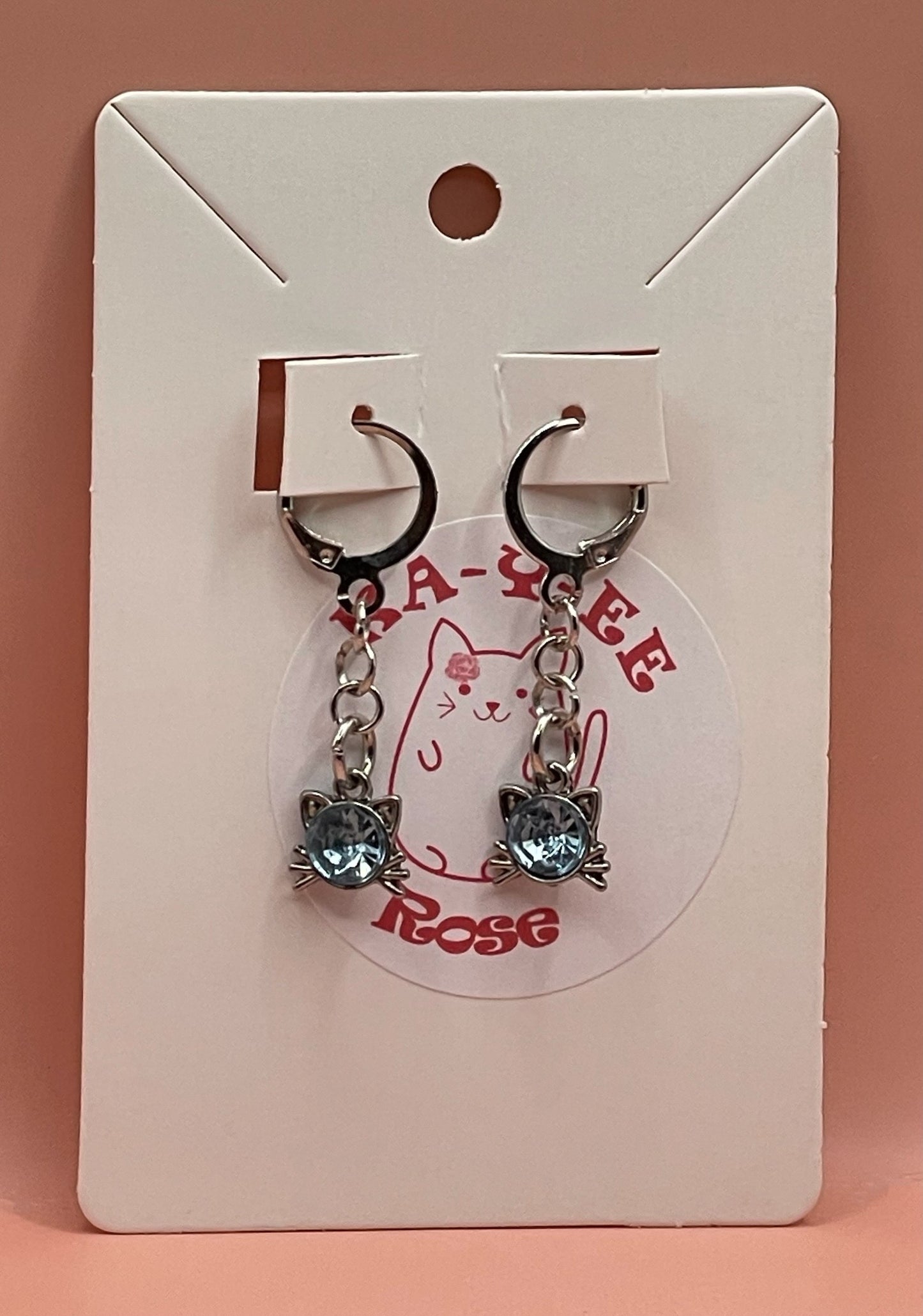 Cat Gem Drop Earrings
