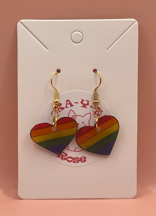 PRIDE Flag Heart Earrings