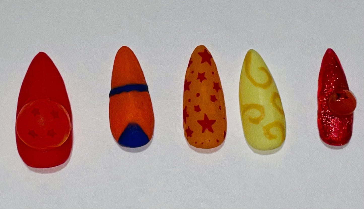 Saiyan Medium Stiletto Press On Nails