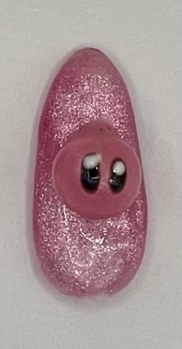 Pink Puffball Character Medium Almond Press On Nails