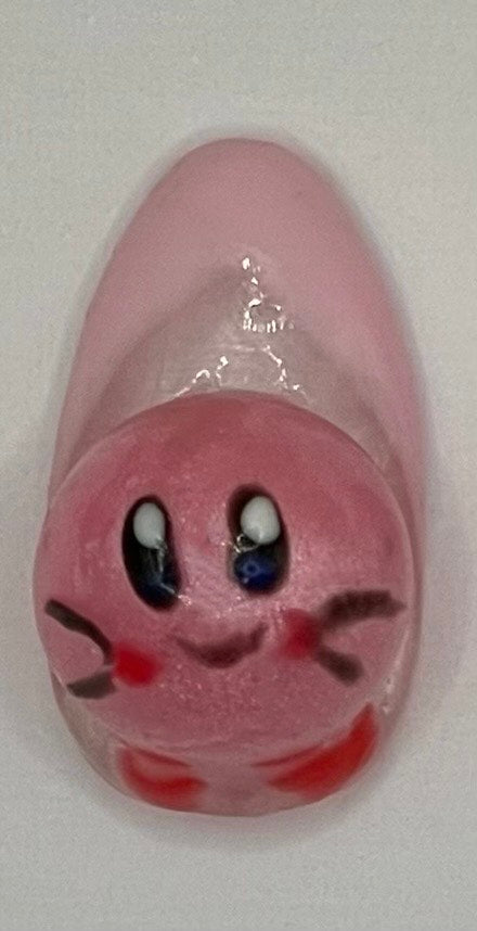 Pink Puffball Character Medium Almond Press On Nails
