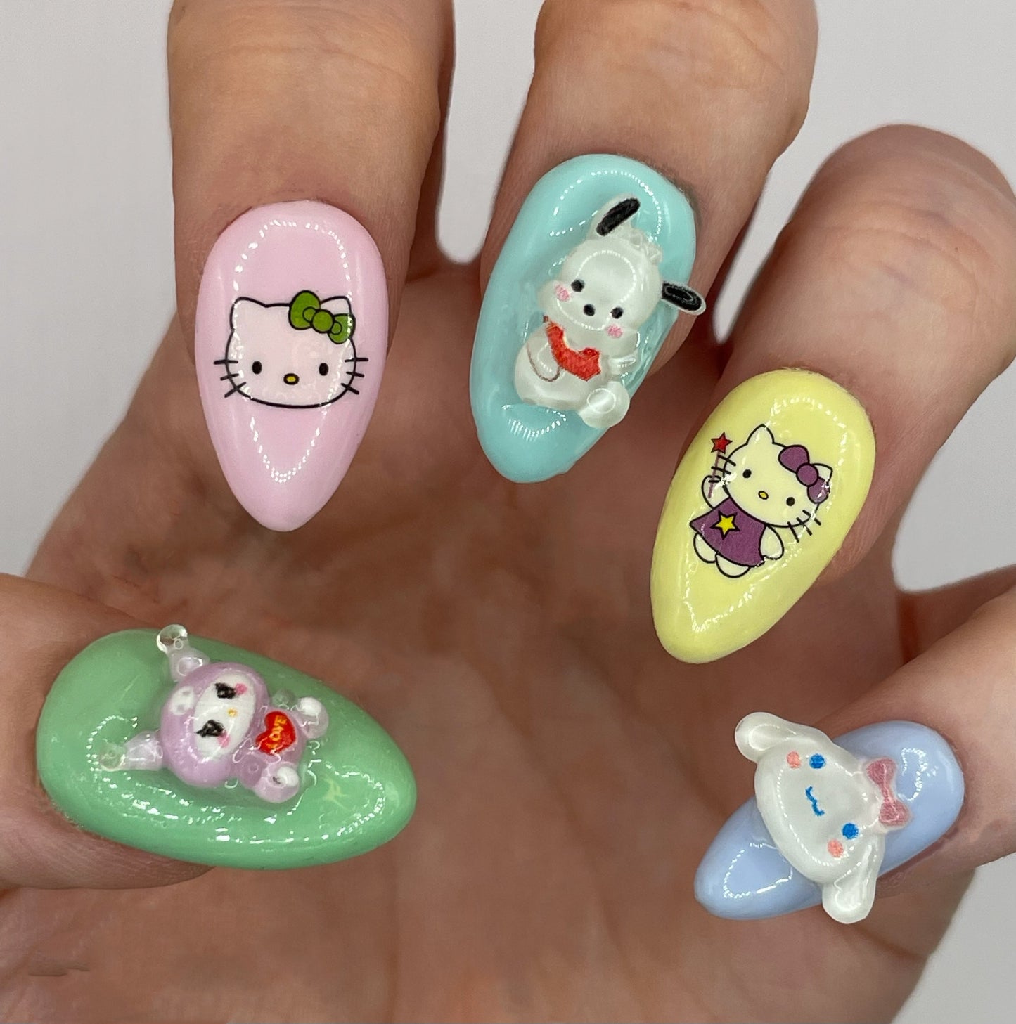 Kitty and Friends Medium Almond Press On Nails