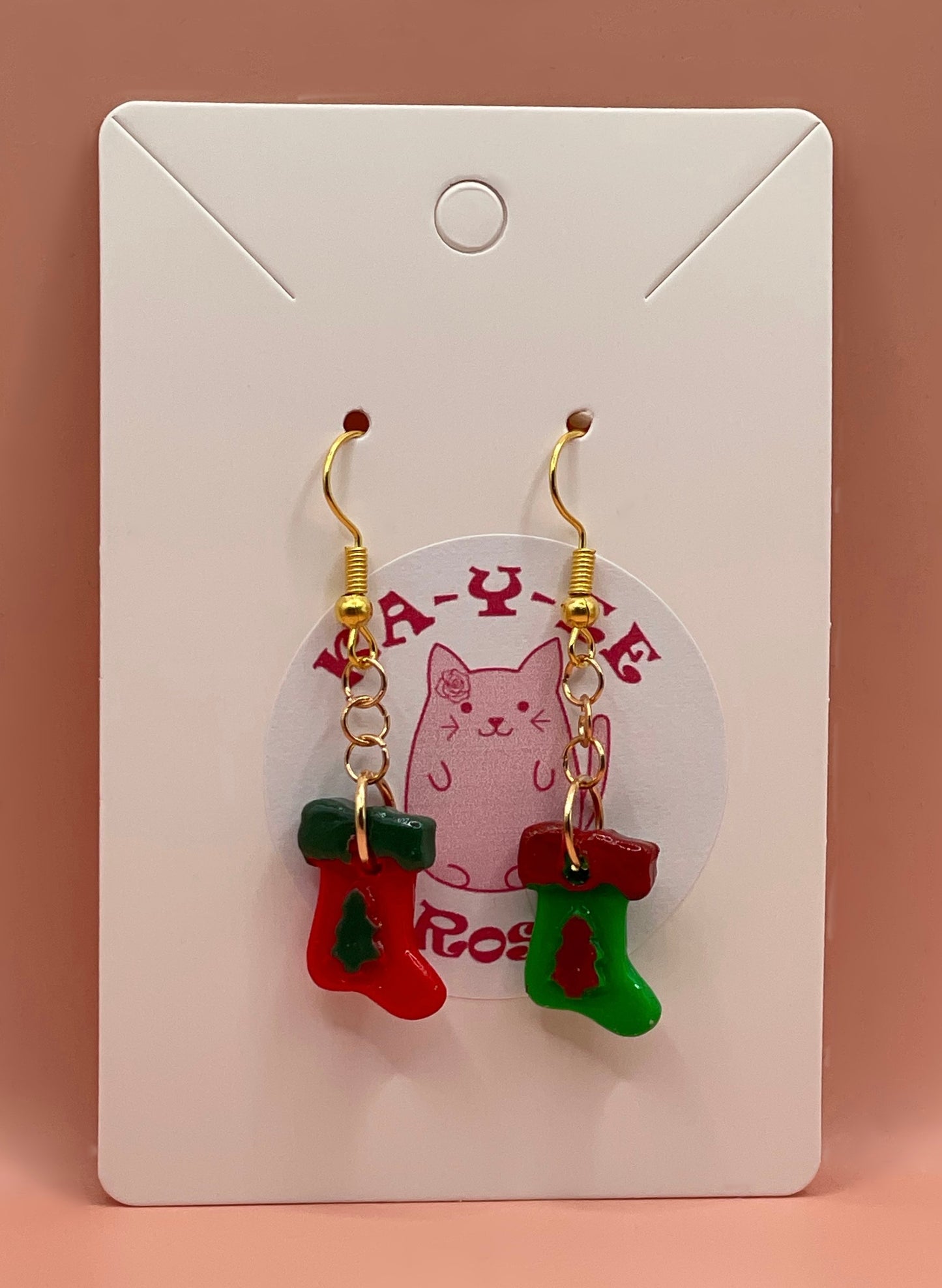 Stocking Earrings Christmas Tress