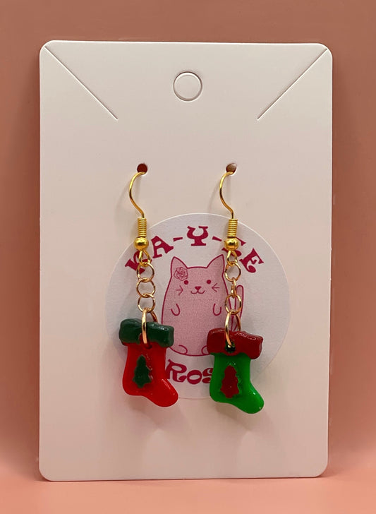 Stocking Earrings Christmas Tress