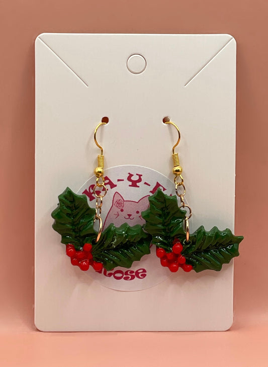 Christmas Holly Earrings