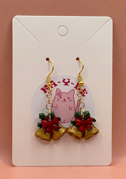 Golden Christmas Bell Earrings