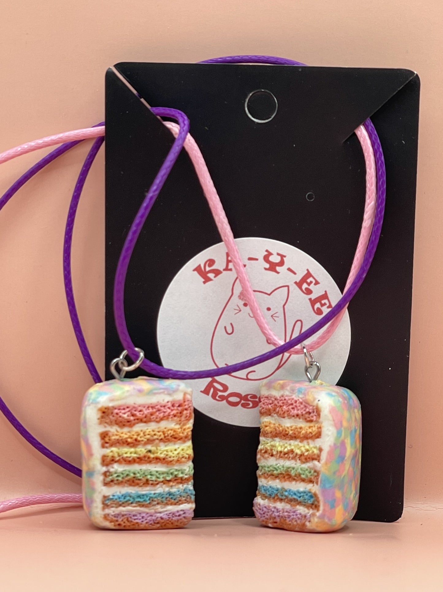 BFF Pastel Rainbow Cake Necklace Set