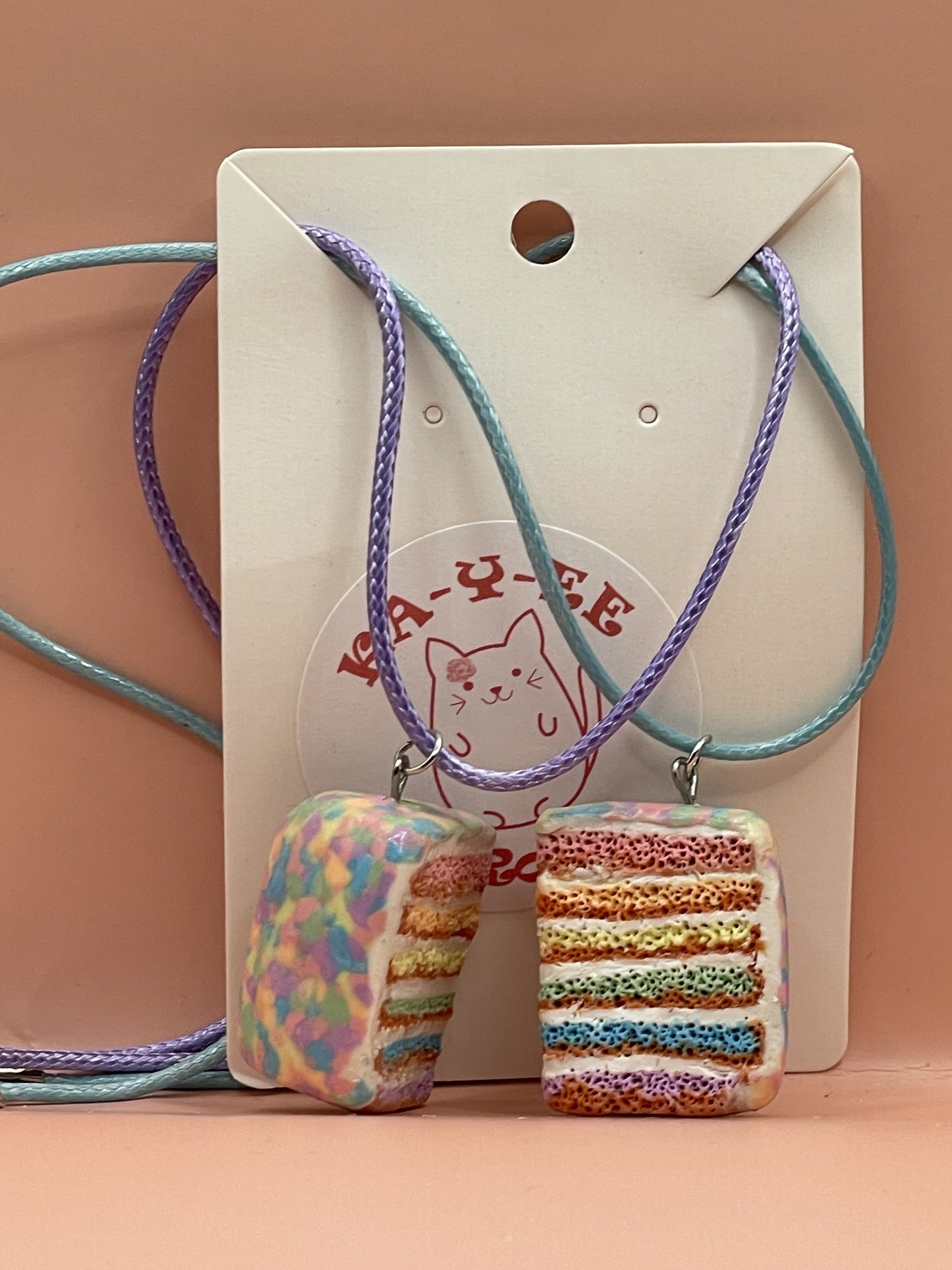 BFF Pastel Rainbow Cake Necklace Set